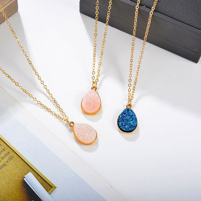 Necklaces Charm Jewelry Natural Stone Water Drop Pendant COS0454 Touchy Style