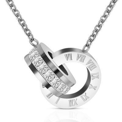 Necklaces Charm Jewelry Roman Numeral Double Pendant Fashion Touchy Style