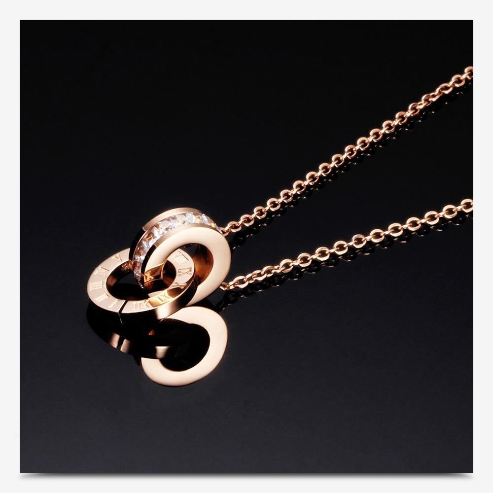 Necklaces Charm Jewelry Roman Numeral Double Pendant Fashion Touchy Style