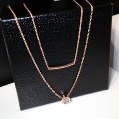 Necklaces Charm Jewelry Simple Double Layers Zircon Geometric Fashion #ET302 Touchy Style