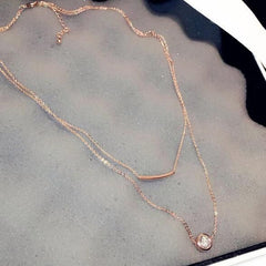 Necklaces Charm Jewelry Simple Double Layers Zircon Geometric Fashion #ET302 Touchy Style