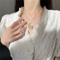 Necklaces Earrings Charm Jewelry Set White Flower Sweet Crystal LJY0941 Touchy Style