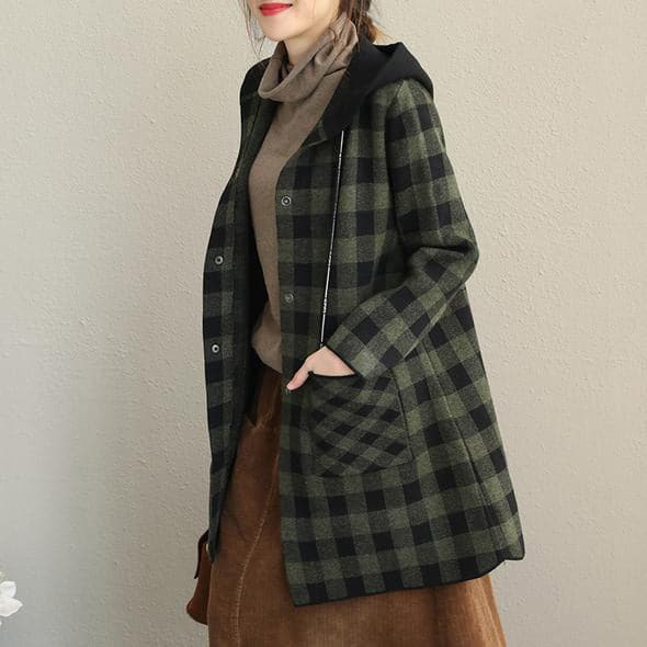 New Loose Hoodie Plaid Thicken Coat Women 2018 Casual Jackets CTS181127