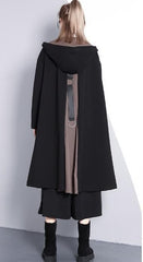 New black Winter coat oversize Hooded zippered outwear fine pockets trench coat AT-TCT1809911