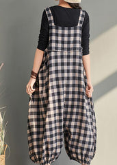 New cage pants casual plaid jumpsuit cotton and linen overalls women dylinoshop