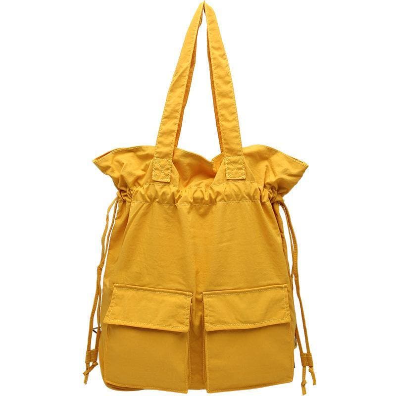 New outfit Design Double Front Pockets Simple Drawstring yellow Backpacks BGS200801