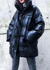 New oversized warm winter coat black high neck Button women parka AT-DJK191113