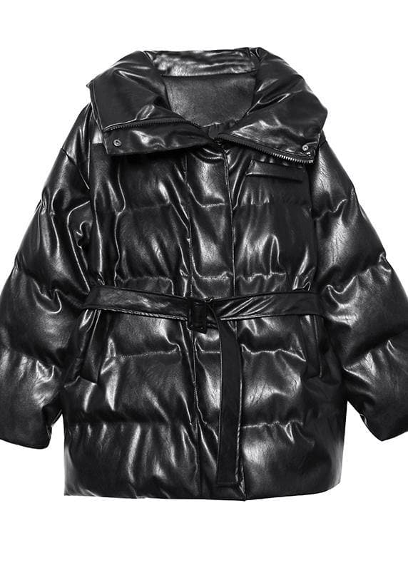 New oversized warm winter coat black high neck Button women parka AT-DJK191113