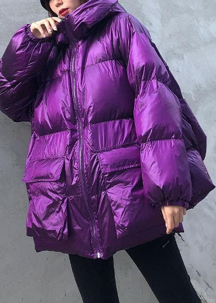 New purple Parkas for women plus size winter hooded pockets outwear AT-DJK191113