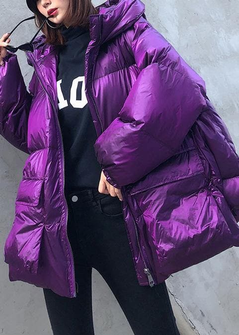 New purple Parkas for women plus size winter hooded pockets outwear AT-DJK191113