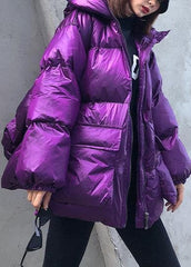 New purple Parkas for women plus size winter hooded pockets outwear AT-DJK191113