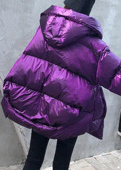 New purple Parkas for women plus size winter hooded pockets outwear AT-DJK191113