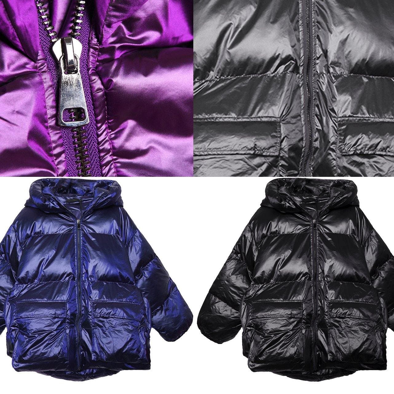 New purple Parkas for women plus size winter hooded pockets outwear AT-DJK191113