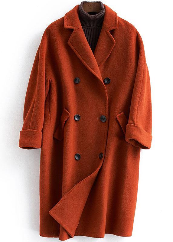 New trendy plus size Coats double breast coat red Notched woolen overcoat TCT190821