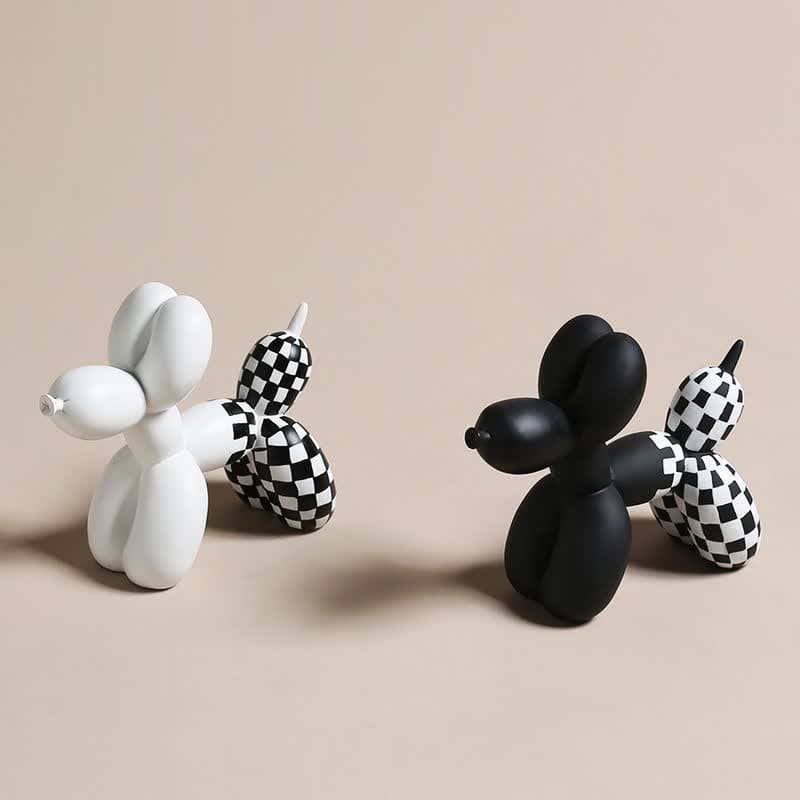 Checkered Balloon Dog Sculpture dylinoshop