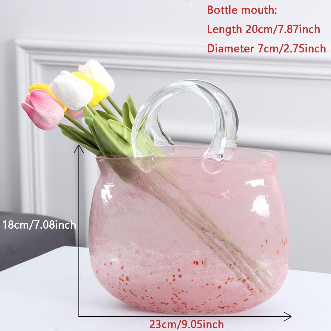 Sakura Pink Bubble Glass Flower Vase Feajoy