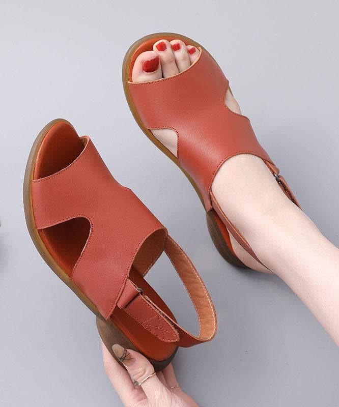 Orange Walking Sandals Genuine Leather Casual  Water Sandals LX210723