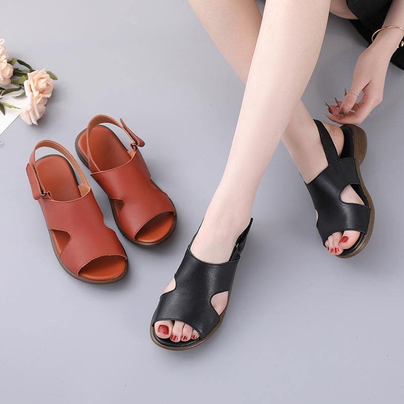 Orange Walking Sandals Genuine Leather Casual  Water Sandals LX210723