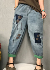 Organic Blue Embroideried harem denim Pants Spring NZ-LPTS220105