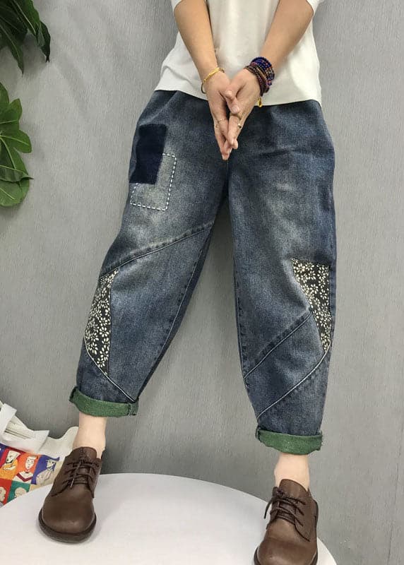 Organic Blue patch applique  denim Pants Spring BSNZK-LPTS211124