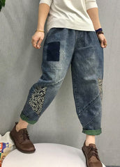 Organic Blue patch applique  denim Pants Spring BSNZK-LPTS211124