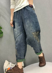 Organic Blue patch applique  denim Pants Spring BSNZK-LPTS211124