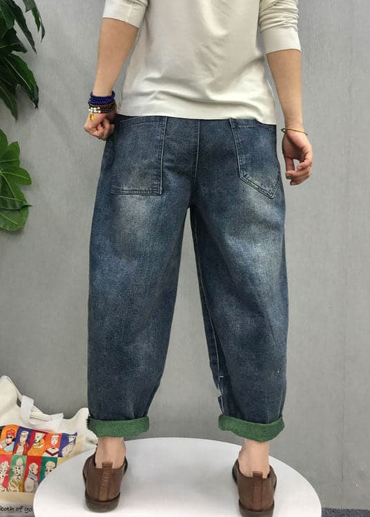 Organic Blue patch applique  denim Pants Spring BSNZK-LPTS211124