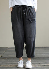 Organic Spring Casual Pants Denim Black Fabrics Cinched Pants LPTS210201