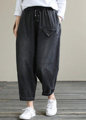 Organic Spring Casual Pants Denim Black Fabrics Cinched Pants LPTS210201