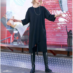 Organic Three Quarter sleeve Cotton tunic top fine Catwalk black tunic Dresses AT-FDM190115