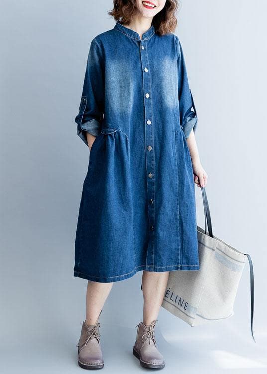 Organic denim blue embroidery Fine clothes For Women Wardrobes striped collar fall outwears TCT191011