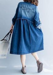 Organic denim blue embroidery Fine clothes For Women Wardrobes striped collar fall outwears TCT191011