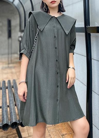 Organic gray green Tunics Sailor Collar Dresses summer Dresses AT-LTP200723