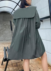 Organic gray green Tunics Sailor Collar Dresses summer Dresses AT-LTP200723