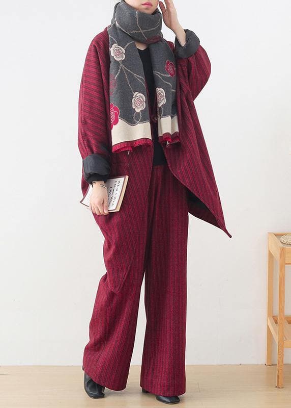 Original design red woolen suit female cocoon-shaped irregular mid-length coat autumn and winter AM-TCT201223