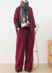 Original design red woolen suit female cocoon-shaped irregular mid-length coat autumn and winter AM-TCT201223