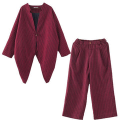 Original design red woolen suit female cocoon-shaped irregular mid-length coat autumn and winter AM-TCT201223