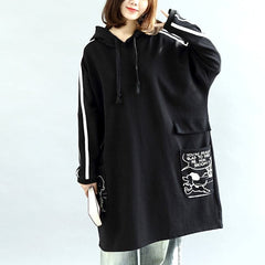 Oversized black hoodies cotton coats warm pullover plus size winter dresses CTS171028