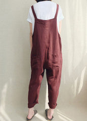 Chocolate Linen Jumpsuit Cute Cotton Overall Bg-JPTS220701