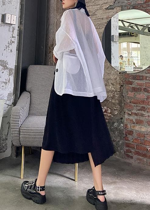 Pleated skirt high waist a-line fashion black stitching elastic waist skirt female summer AT-SKTS200812