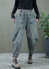 Plus Size Black high waist thick denim Pants Winter NZ-LPTS220105