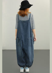 Plus Size Blue pockets Cotton denim Jumpsuit Spring GK-JPTS220228