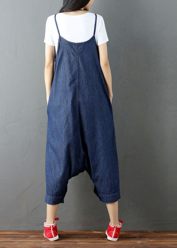 Plus Size Blue pockets harem pants Jumpsuits Spring dylinoshop