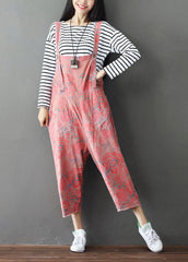 Plus size Pink Print wide leg pants Jumpsuits Spring dylinoshop