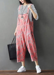 Plus size Pink Print wide leg pants Jumpsuits Spring dylinoshop