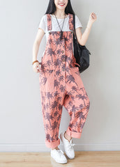 Plus size Pink pockets Print Jumpsuits Spring dylinoshop