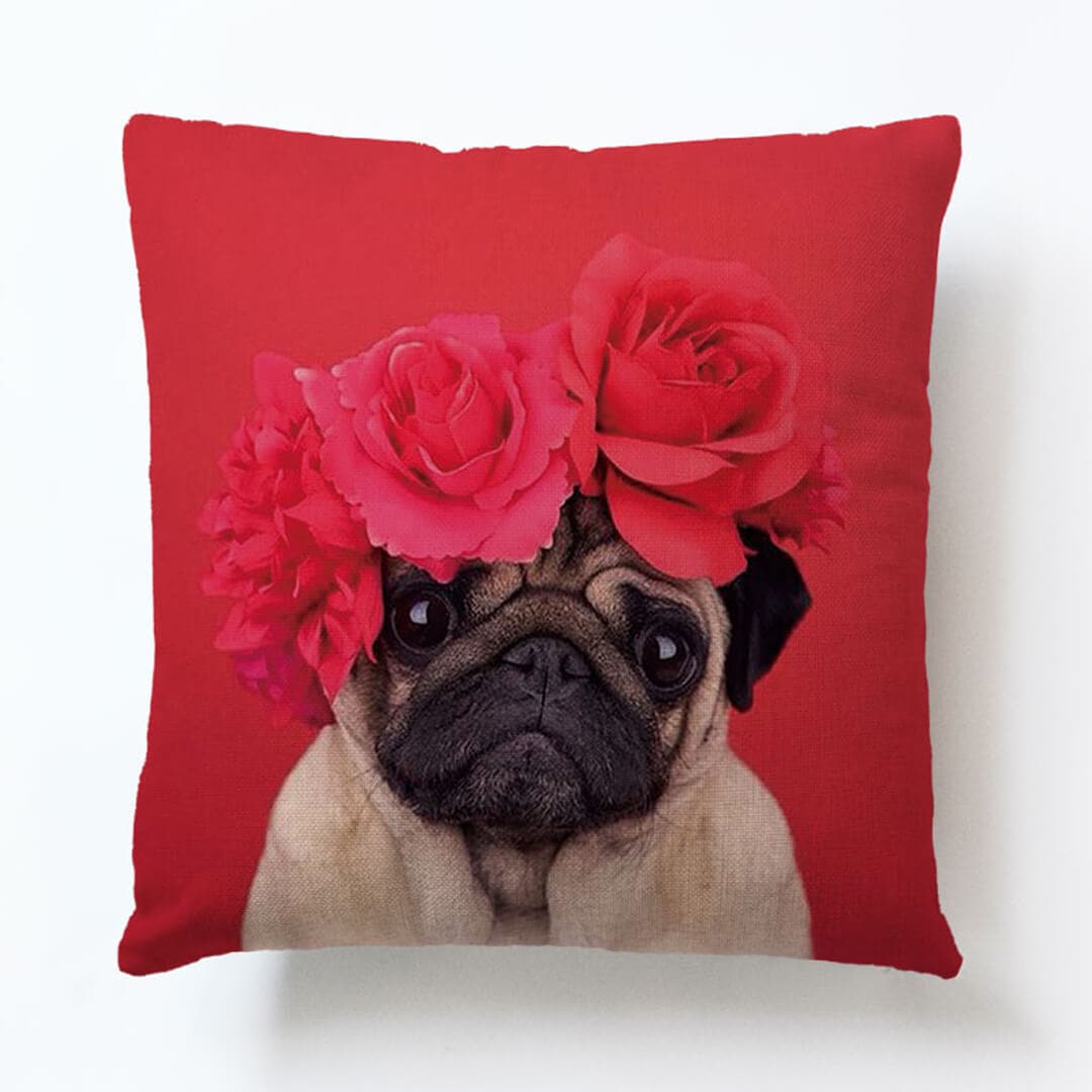 Cute Pug Art Pillow Cover dylinoshop