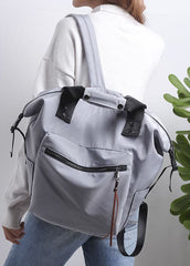 Retro Grey Solid Cotton Backpack Bag BGS211231