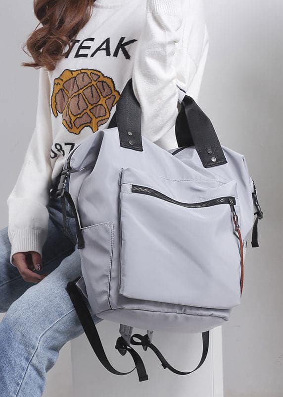 Retro Grey Solid Cotton Backpack Bag BGS211231