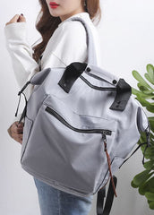 Retro Grey Solid Cotton Backpack Bag BGS211231